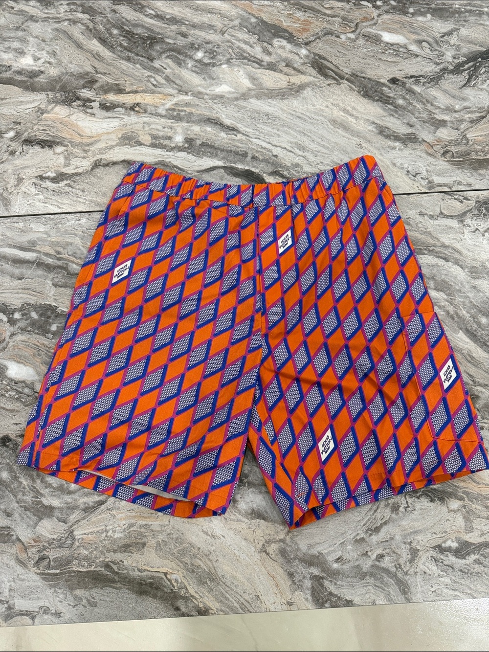 AUTHENTIC LOUIS VIITTON Geometric Orange & Blue Athletic Shorts